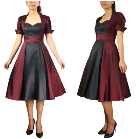 Red Satin Pin Up Swing Dress, Size XL, New without Tag - Picture 1 of 5